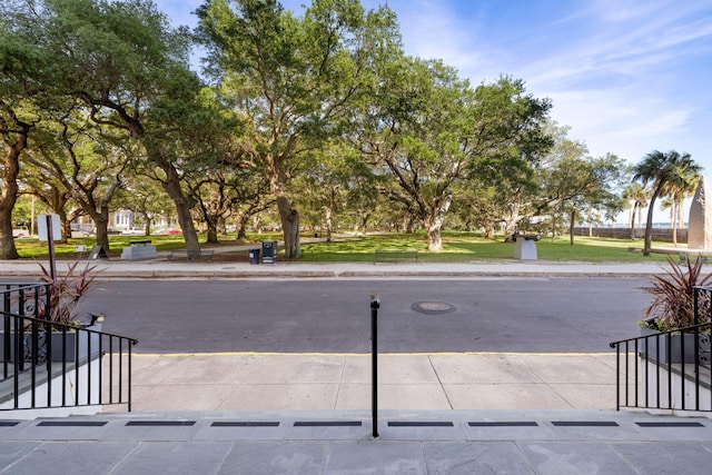 view of street featuring sidewalks and curbs
