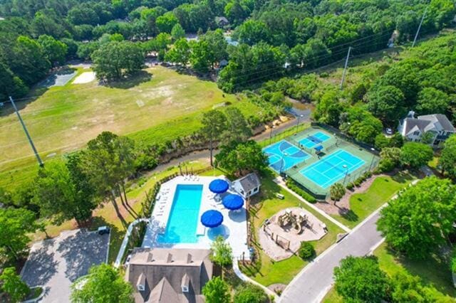 200 Oak Point Landing Dr, Mount Pleasant, SC 29464 - drone / aerial view of a pool area and a forest