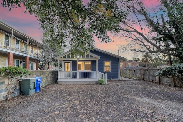 exterior space featuring covered porch