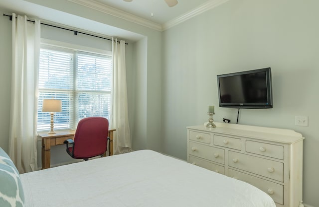 204 Michigan Avenue C-5 - Unit 11, Folly Beach, SC 29439 - bedroom featuring crown molding, multiple windows, and ceiling fan