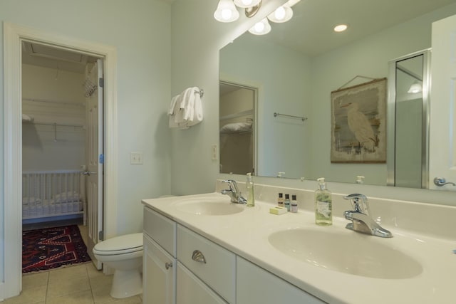 204 Michigan Avenue C-5 - Unit 11, Folly Beach, SC 29439 - full bathroom with tile patterned flooring, a spacious closet, double vanity, and an enclosed shower