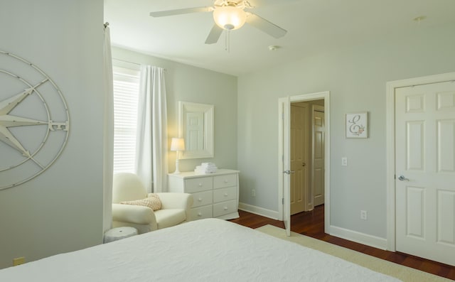204 Michigan Avenue C-5 - Unit 11, Folly Beach, SC 29439 - bedroom featuring dark wood finished floors and ceiling fan