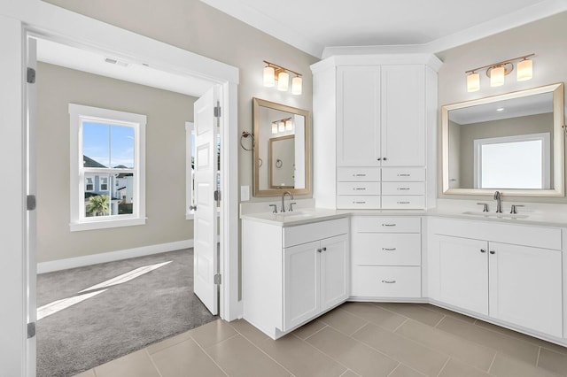 bathroom featuring vanity and tile patterned floors