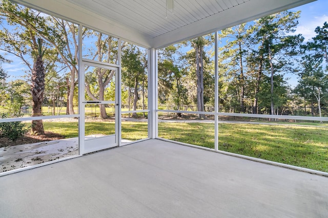 view of unfurnished sunroom