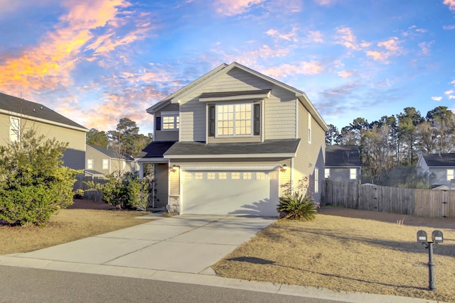 view of property with a garage