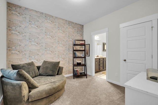 sitting room with light carpet