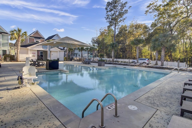 view of pool featuring a patio