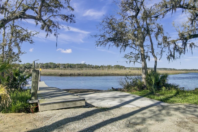 view of dock featuring a water view