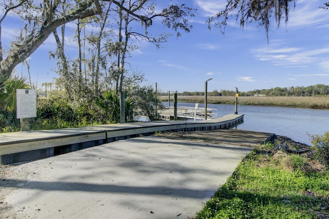 dock area featuring a water view