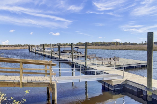 dock area featuring a water view