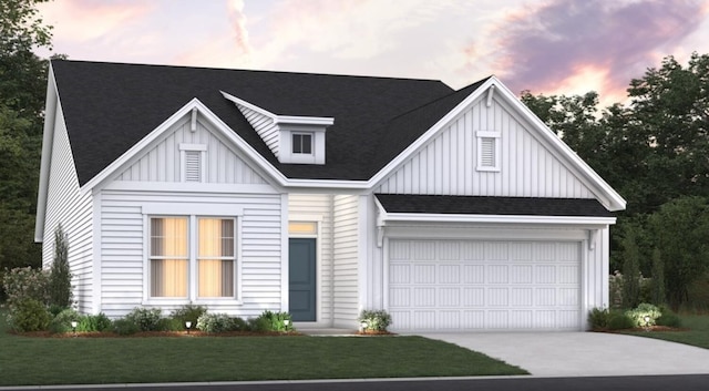 453 White Magnolia St, Moncks Corner, SC 29461 - modern farmhouse style home with board and batten siding, driveway, a garage, and roof with shingles