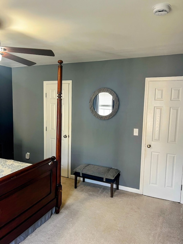 1418 Whispering Oak Trl, Mount Pleasant, SC 29466 - bedroom featuring light colored carpet, a ceiling fan, and baseboards