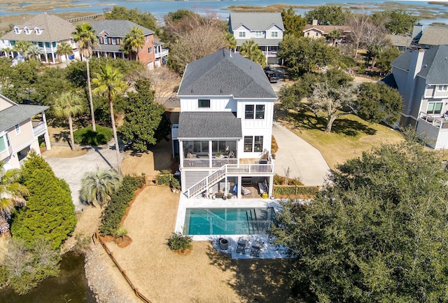 drone / aerial view with a residential view