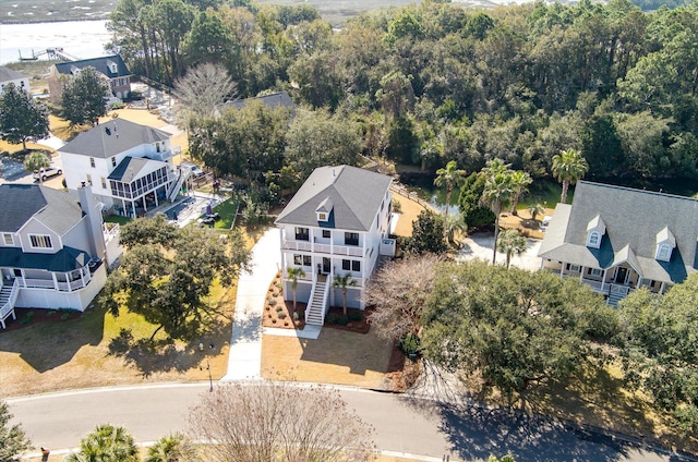 drone / aerial view with a residential view