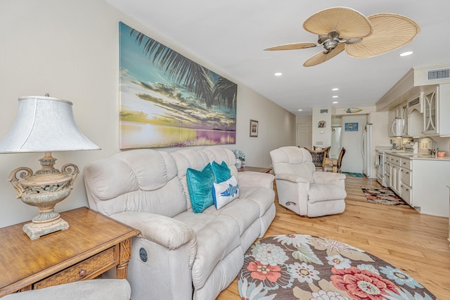 3701 Docksite Rd Unit 220, Edisto Island, SC 29438 - living room with ceiling fan, light wood-style floors, and recessed lighting