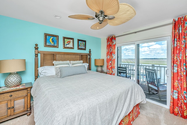 3701 Docksite Rd Unit 220, Edisto Island, SC 29438 - carpeted bedroom featuring access to exterior and ceiling fan
