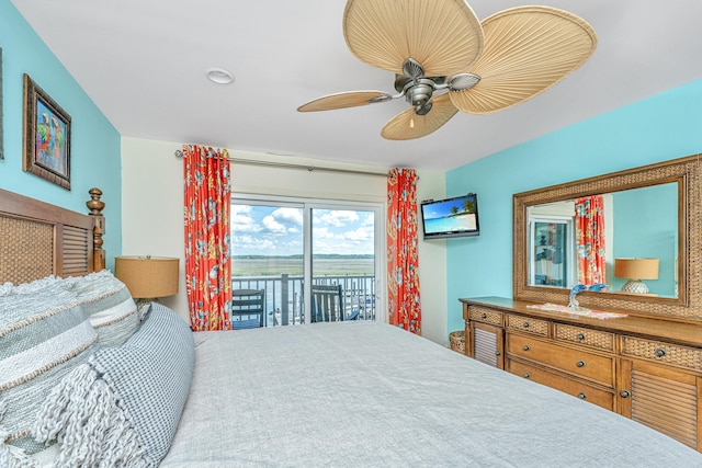 3701 Docksite Rd Unit 220, Edisto Island, SC 29438 - bedroom with access to exterior, a ceiling fan, and a sink