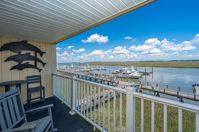 3701 Docksite Rd Unit 220, Edisto Island, SC 29438 - balcony with a water view and a boat dock