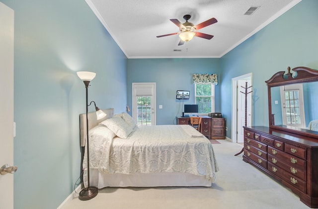5406 E Crosland Ct, North Charleston, SC 29420 - carpeted bedroom with crown molding and a ceiling fan