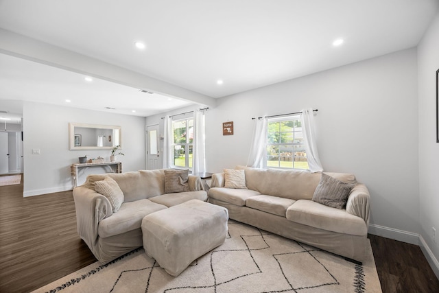 8767 Auburn Dr, North Charleston, SC 29406 - living room featuring wood finished floors, recessed lighting, and plenty of natural light