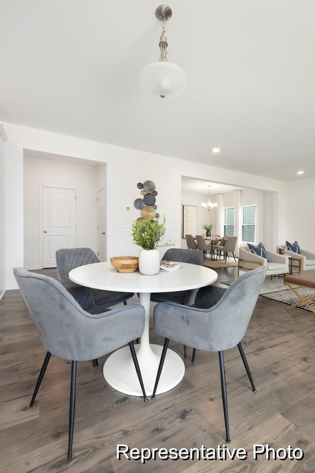 1219 Homecoming Blvd Unit Cc1-27, Ravenel, SC 29470 - dining area with wood finished floors, a chandelier, and recessed lighting