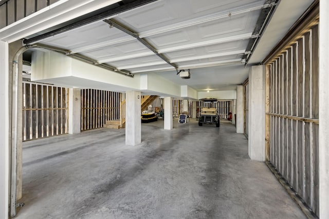 garage with a garage door opener