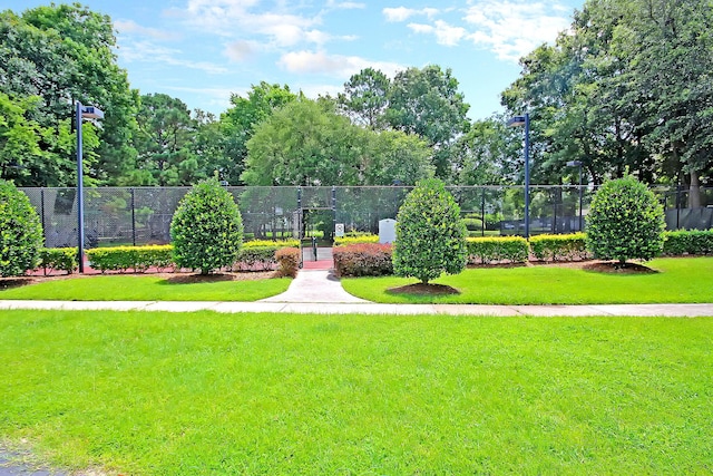 view of property's community featuring a yard