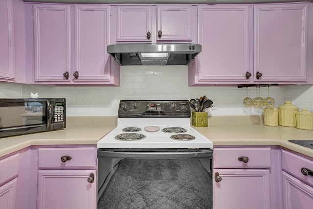 kitchen with range with electric cooktop and decorative backsplash