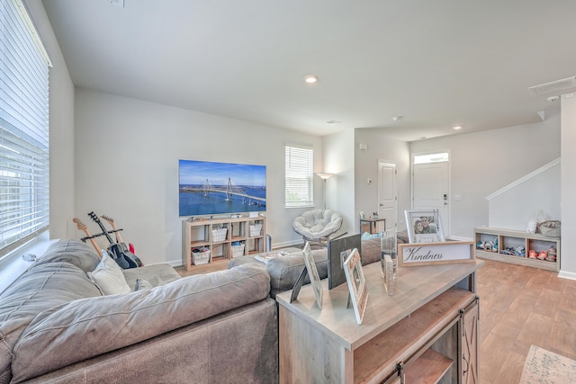 living room featuring light hardwood / wood-style flooring