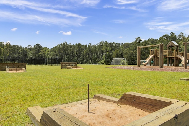 view of yard featuring a playground