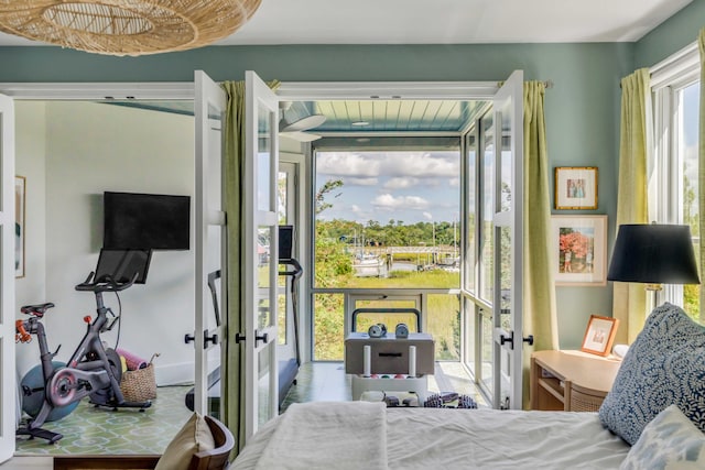 bedroom featuring french doors