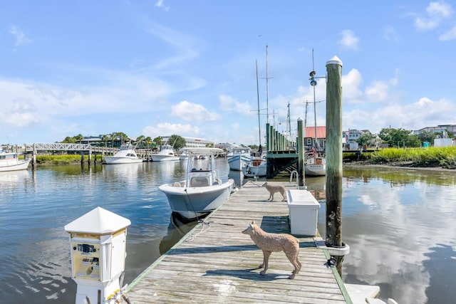 view of dock featuring a water view