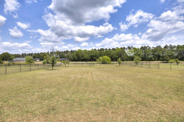 view of yard featuring a rural view and fence