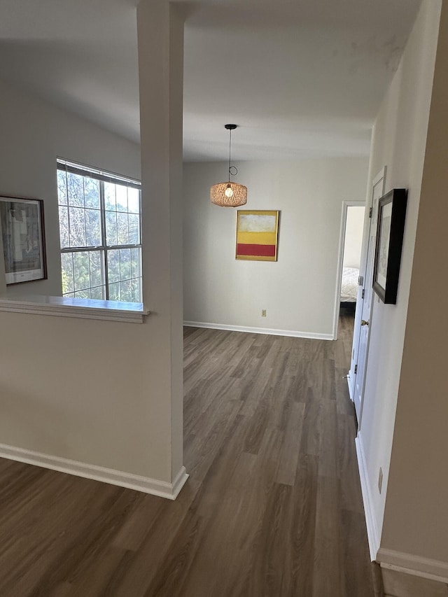 interior space with dark hardwood / wood-style floors