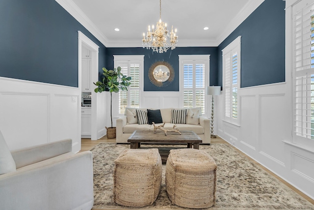 living area featuring a decorative wall and a healthy amount of sunlight