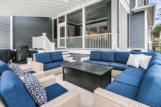 view of patio / terrace featuring an outdoor hangout area