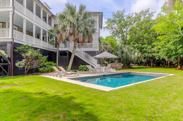 932 Middle St, Sullivans Island, SC 29482 - outdoor pool with a patio, a lawn, and stairs