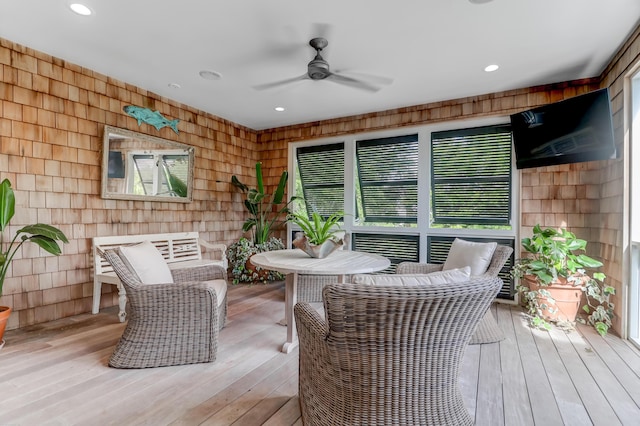 932 Middle St, Sullivans Island, SC 29482 - wooden deck featuring ceiling fan