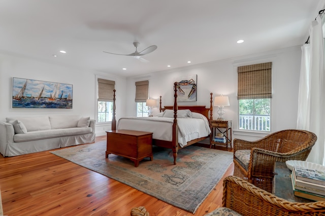 932 Middle St, Sullivans Island, SC 29482 - bedroom with wood finished floors, recessed lighting, and ceiling fan