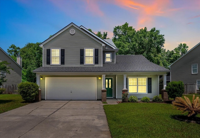 4977 Ballantine Dr, Summerville, SC 29485 - traditional-style house featuring concrete driveway, an attached garage, and covered porch