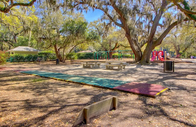 view of community with a playground