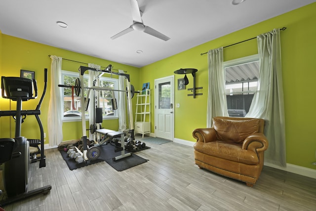 2605 Mona Ave, Charleston, SC 29414 - exercise area featuring ceiling fan, baseboards, and plenty of natural light