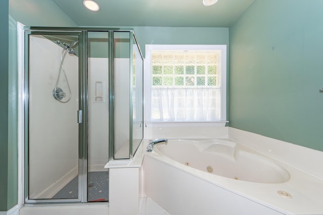 bathroom with plus walk in shower