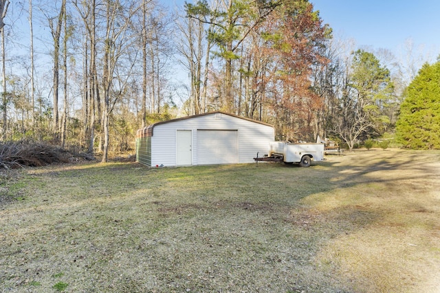 view of detached garage
