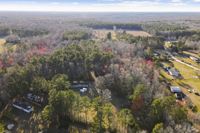aerial view featuring a forest view