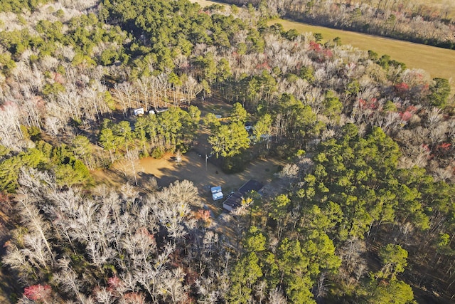 bird's eye view with a view of trees