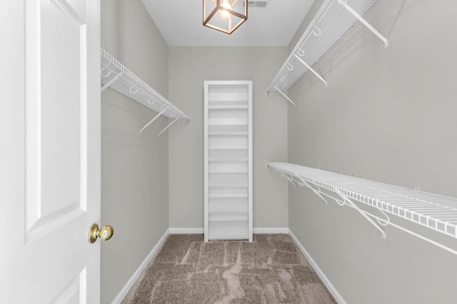 spacious closet with carpet flooring