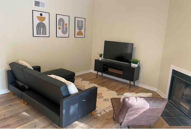 living room with wood-type flooring