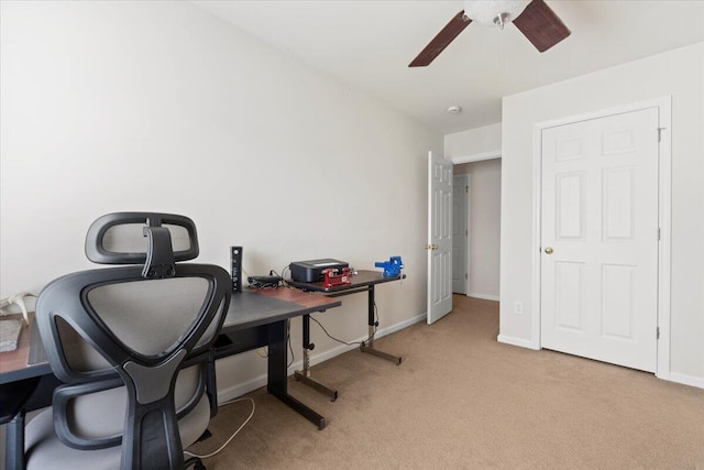 1170 Deerberry Rd, Hanahan, SC 29410 - office featuring a ceiling fan, light colored carpet, and baseboards