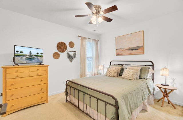 100 Runnels Cv, Summerville, SC 29485 - bedroom with light colored carpet, baseboards, and ceiling fan